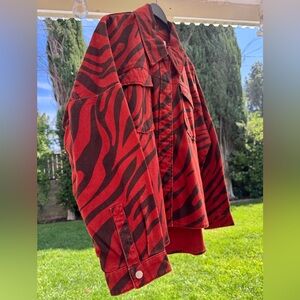 Red & Black Zebra Print Oversized Jacket